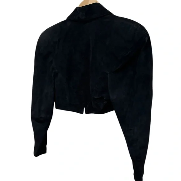 Michael Hoban for North Beach Vintage 80s Black Cropped Leather Jacket - Picture 7 of 9
